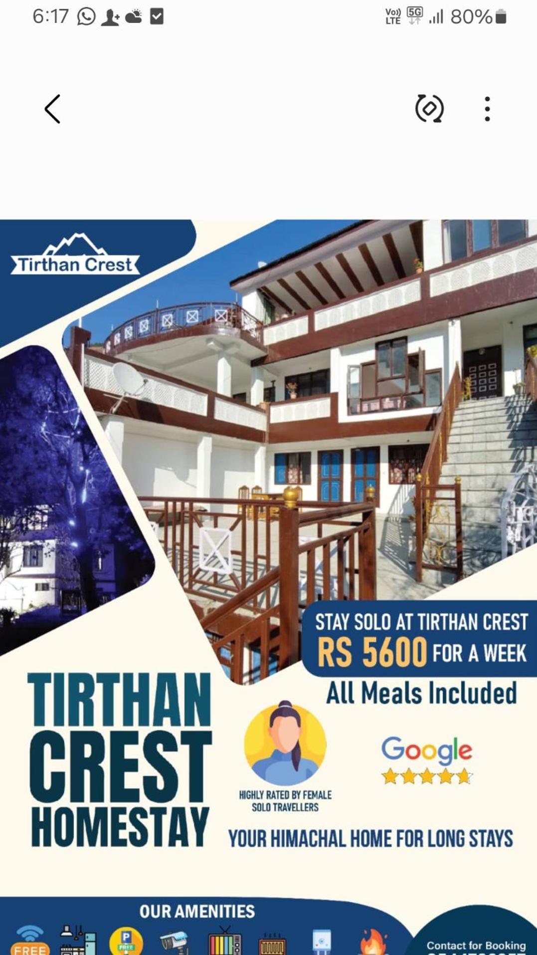 Tirthan Crest Homestay Banjar Bagian luar foto